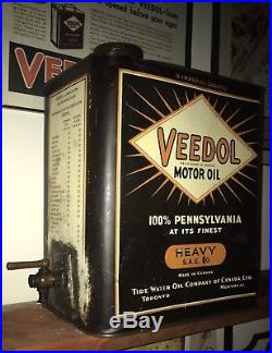 Rare Veedol Starburst 6 Imperial Quart Motor Oil Can Tidewater Tydol Sign Tin