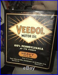 Rare Veedol Starburst 6 Imperial Quart Motor Oil Can Tidewater Tydol Sign Tin