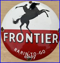 Rare Vintage Frontier Dome 12 Gasoline / Motor Oil Porcelain Gas Sign