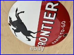 Rare Vintage Frontier Dome 12 Gasoline / Motor Oil Porcelain Gas Sign