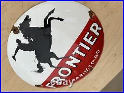 Rare Vintage Frontier Dome 12 Gasoline / Motor Oil Porcelain Gas Sign