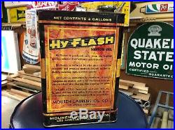 Rare Vintage HY FLASH 2 Gallon Motor Oil Can Original HyFlash Advertising Sign