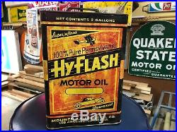 Rare Vintage HY FLASH 2 Gallon Motor Oil Can Original HyFlash Advertising Sign