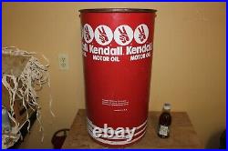 Rare Vintage Kendall Motor Oil Gas Station 27 Garbage Trash Waste Can Sign