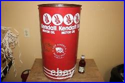 Rare Vintage Kendall Motor Oil Gas Station 27 Garbage Trash Waste Can Sign