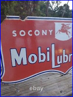 Rare Vintage Mobiloil Socony Lubrication Vacuum Motor Oil Pegasus Porcelain Sign