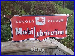Rare Vintage Mobiloil Socony Lubrication Vacuum Motor Oil Pegasus Porcelain Sign