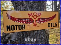 Rare Vintage Morvis Motor Oils Porcelain Sign 35 X 12 Rare Vintage Morvis Motor Oils Porcelain Sign 35 X 12
