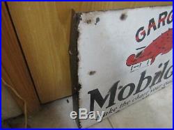 Rare Vintage Original Mobil Early Pegasus Motor Oil Porcelain Flange Sign