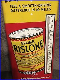 Rare Vintage Shaler Rislone Motor Oil Advertising Metal Thermometer Oil & Gas