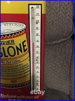 Rare Vintage Shaler Rislone Motor Oil Advertising Metal Thermometer Oil & Gas