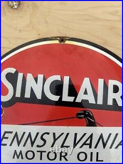 Rare Vintage Sinclair Dome 12 Gasoline / Motor Oil Porcelain Gas Sign