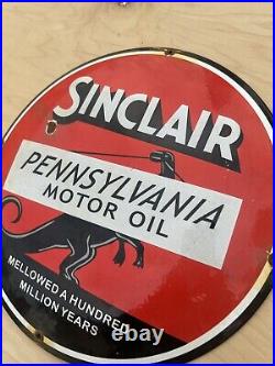 Rare Vintage Sinclair Dome 12 Gasoline / Motor Oil Porcelain Gas Sign