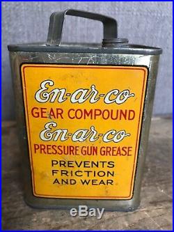 Rare Vtg 1930's EnArCo Motor Oil White Rose Gasoline Metal Bank Can Tin Canadian