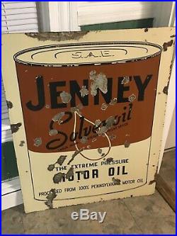 Rare antique org. Jenney Motor Oil porcelain sign