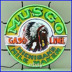 Real Neon Sign Musgo Indian Gasoline gas and motor oil globe pump wall lamp