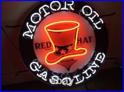 Red Hat Gasoline Motor Oil Gas 24x24 Neon Sign Light With HD Vivid Printing