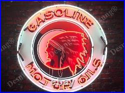 Red Indian Motor Oil Gas Gasoline Light Neon Sign 24x24 With HD Vivid Printing
