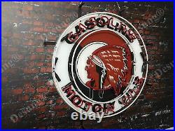 Red Indian Motor Oil Gas Gasoline Light Neon Sign 24x24 With HD Vivid Printing