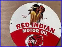 Red Indian Motor Oil Oil&gas Petroleum Pump Mancave Garage Porcelain Enamel Sign