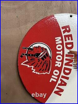 Red Indian Motor Oil Oil&gas Petroleum Pump Mancave Garage Porcelain Enamel Sign