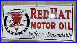 Redhat Motor Oil Porcelain Enamel Sign 48 X 24 Inches