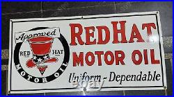 Redhat Motor Oil Porcelain Enamel Sign 48 X 24 Inches