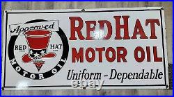 Redhat Motor Oil Porcelain Enamel Sign 48 X 24 Inches