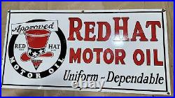 Redhat Motor Oil Porcelain Enamel Sign 48 X 24 Inches