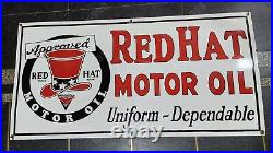 Redhat Motor Oil Porcelain Enamel Sign 48 X 24 Inches