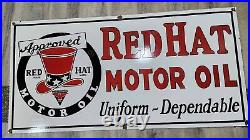 Redhat Motor Oil Porcelain Enamel Sign 48 X 24 Inches