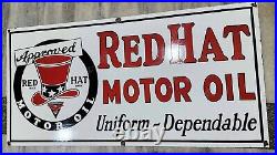 Redhat Motor Oil Porcelain Enamel Sign 48 X 24 Inches