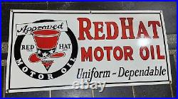 Redhat Motor Oil Porcelain Enamel Sign 48 X 24 Inches