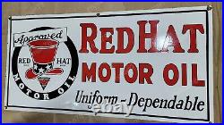 Redhat Motor Oil Porcelain Enamel Sign 48 X 24 Inches