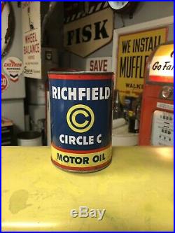 Richfield Circle C Motor Oil Quart Can, Both Lids, Empty