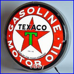 Round Texaco Gasoline Motor oil LED back lit sign garage wall lamp opti neon