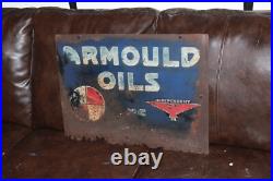 SCARCE 1920s ARMOULD INDPENDENT COAST TO COAST MOTOR OIL PAINTED METAL SIGN GAS