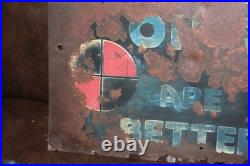 SCARCE 1920s ARMOULD INDPENDENT COAST TO COAST MOTOR OIL PAINTED METAL SIGN GAS