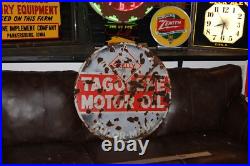 SCARCE 1930s SKELLY MOTOR OIL DEALER 2-SIDED PORCELAIN SIGN SERVICE GAS CAR