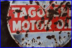 SCARCE 1930s SKELLY MOTOR OIL DEALER 2-SIDED PORCELAIN SIGN SERVICE GAS CAR