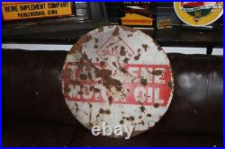 SCARCE 1930s SKELLY MOTOR OIL DEALER 2-SIDED PORCELAIN SIGN SERVICE GAS CAR