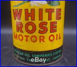 SCARCE 1940's VINTAGE WHITE ROSE MOTOR OIL IMPERIAL QUART CAN (CANADIAN OIL Co.)