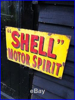 SHELL MOTOR SPIRIT enamel sign shell motor oil vitreous advertising