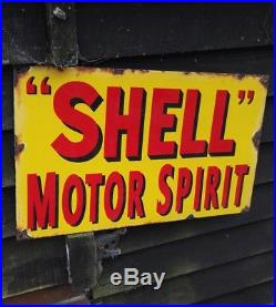 SHELL MOTOR SPIRIT enamel sign shell motor oil vitreous advertising VAC67