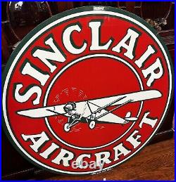 SINCLAIR AIRCRAFT Motor Oil Large 42 Double-Sided Porcelain Sign
