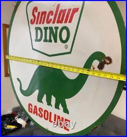 SINCLAIR Dino MOTOR OIL ENAMEL SIGN SIZE 30X30 INCHES DOUBLE SIDED SINCLAIR Dino MOTOR OIL ENAMEL SIGN SIZE 30X30 INCHES DOUBLE SIDED