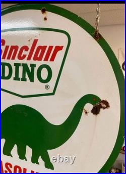 SINCLAIR Dino MOTOR OIL ENAMEL SIGN SIZE 30X30 INCHES DOUBLE SIDED SINCLAIR Dino MOTOR OIL ENAMEL SIGN SIZE 30X30 INCHES DOUBLE SIDED