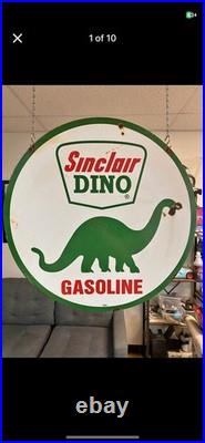 SINCLAIR Dino MOTOR OIL ENAMEL SIGN SIZE 30X30 INCHES DOUBLE SIDED SINCLAIR Dino MOTOR OIL ENAMEL SIGN SIZE 30X30 INCHES DOUBLE SIDED
