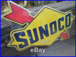 SUNOCO Large 20 by 15 Gasoline Racing & Motor oil raised embossed metal Sign co