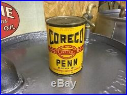 Scarce Coreco Penn 1 Qt Motor Oil Can Continental Refining Oil City Pa Sign Pump